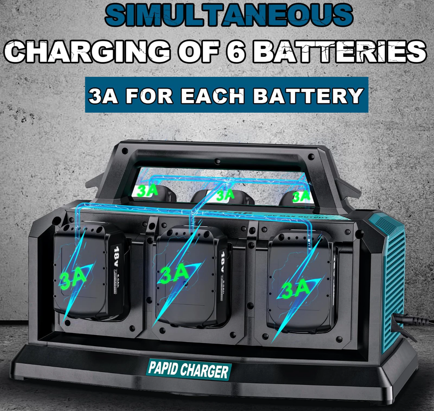Multi-Battery Fast Charger Hub for Makita 18V Power Tool Packs