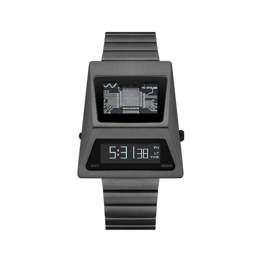 Cyberpunk OLED Digital Watch Grey Design