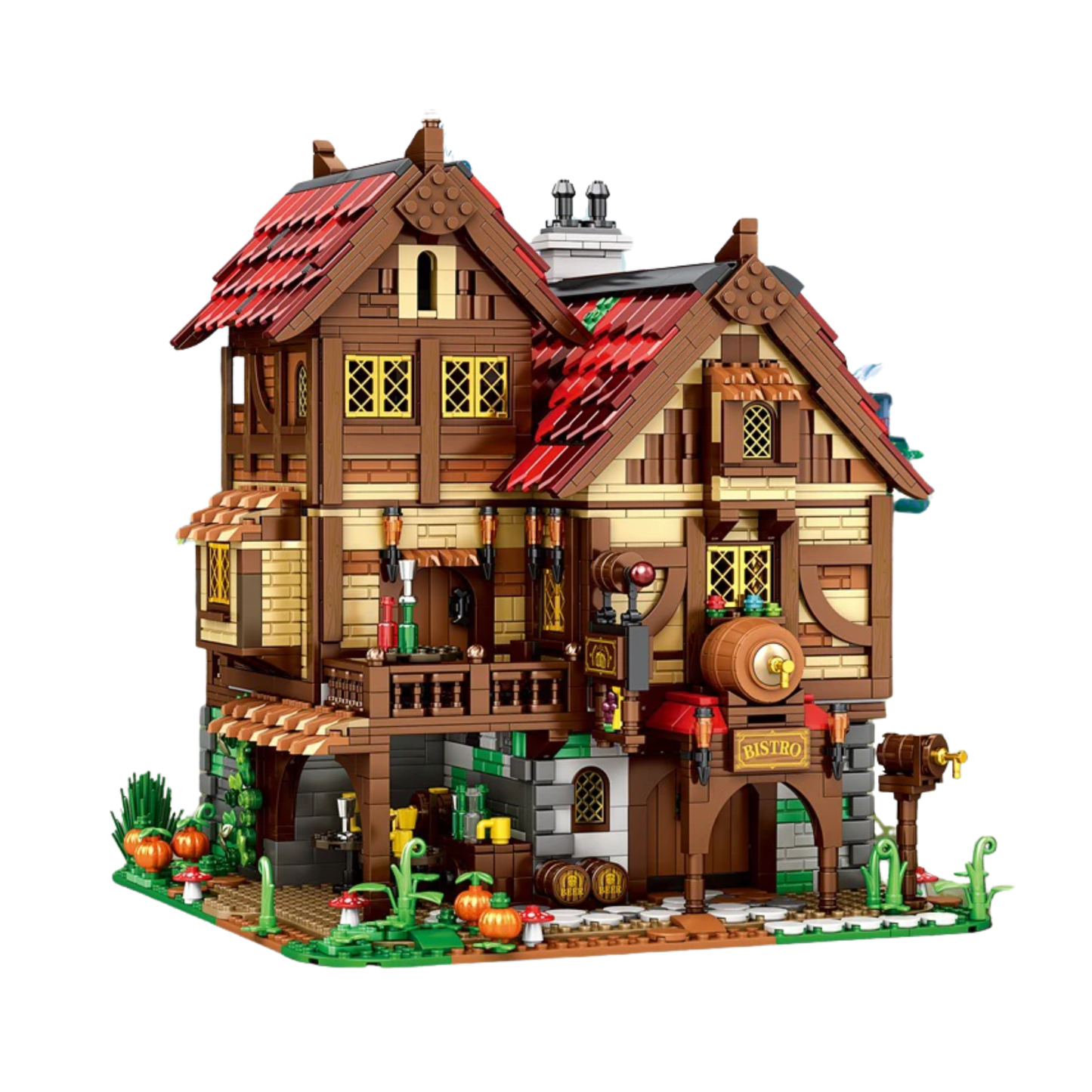 2868PCS Medieval Tavern Building Block Model Kit