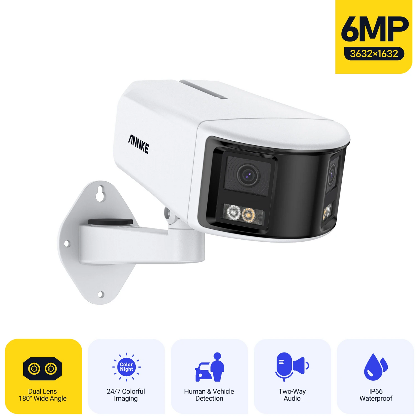 AI Human Detect 6MP POE CCTV Camera 180°