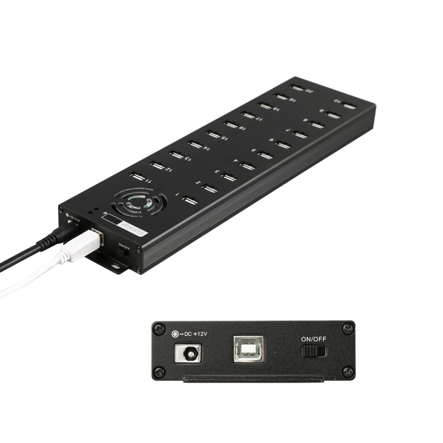 20-Port USB 2.0 Charging Hub with 12V Power Adapter