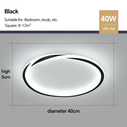 Black 40cm Modern LED Ceiling Light Adjustable Brightness