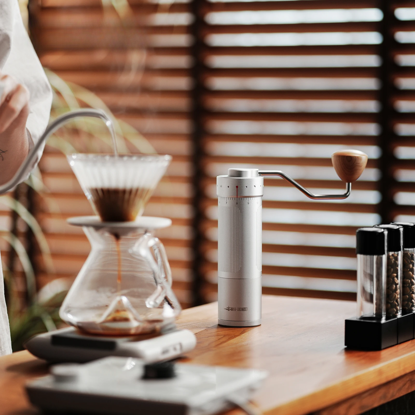 Stainless Steel Manual Coffee Grinder with Adjustable Conical Burr