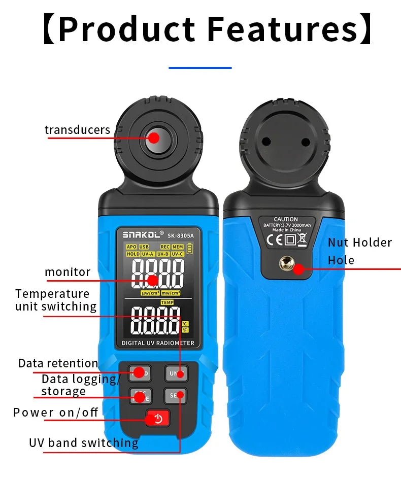 Pocket Illuminance Meter with LCD Display for Plants SK-8305A