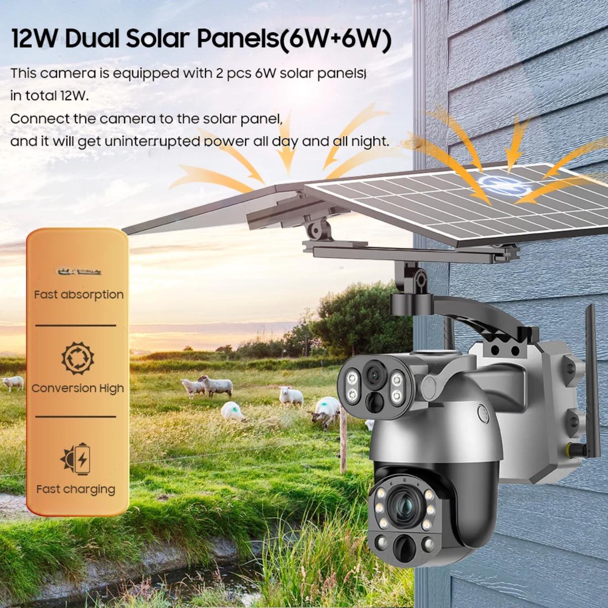 4K Solar PTZ Security Camera 10MP WiFi with 32GB