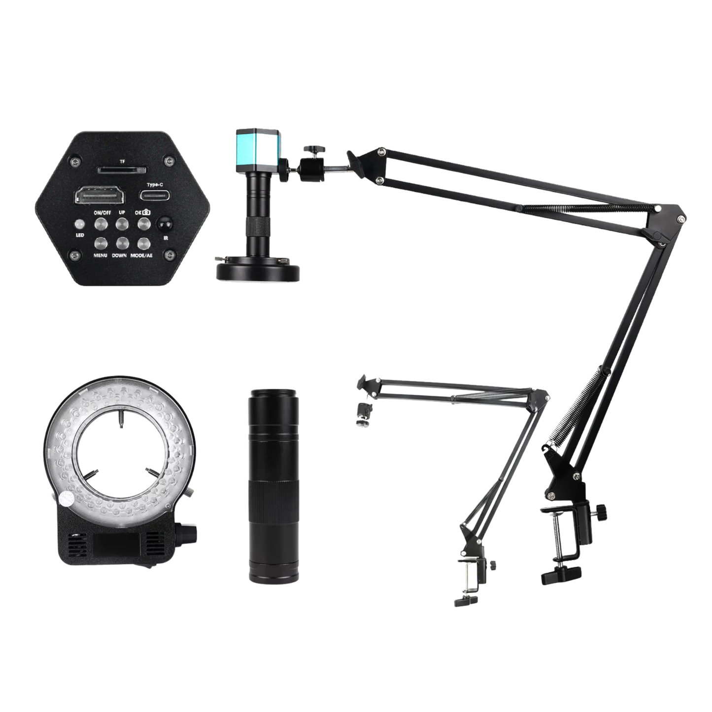 4K Electronics Microscope Camera 150x Zoom Stand Set