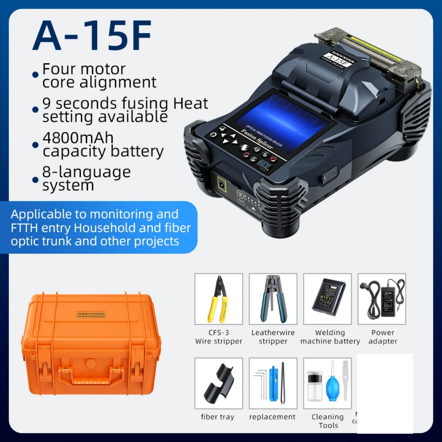 Hot Melt Fiber Fusion Splicer Black No Cleaver