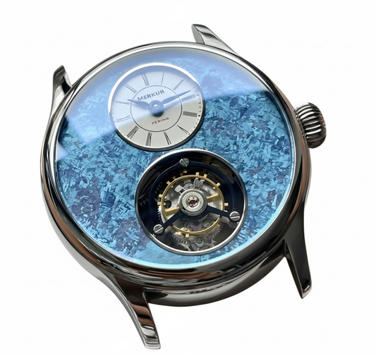 Precision Mechanical Tourbillon Watch Blue Titanium Case