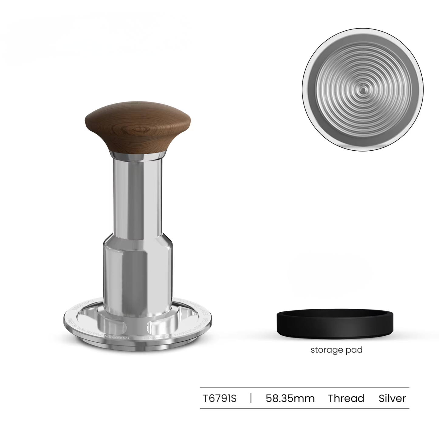 Barista 58.35mm Thread Silver Tamper 4-Spring Tool
