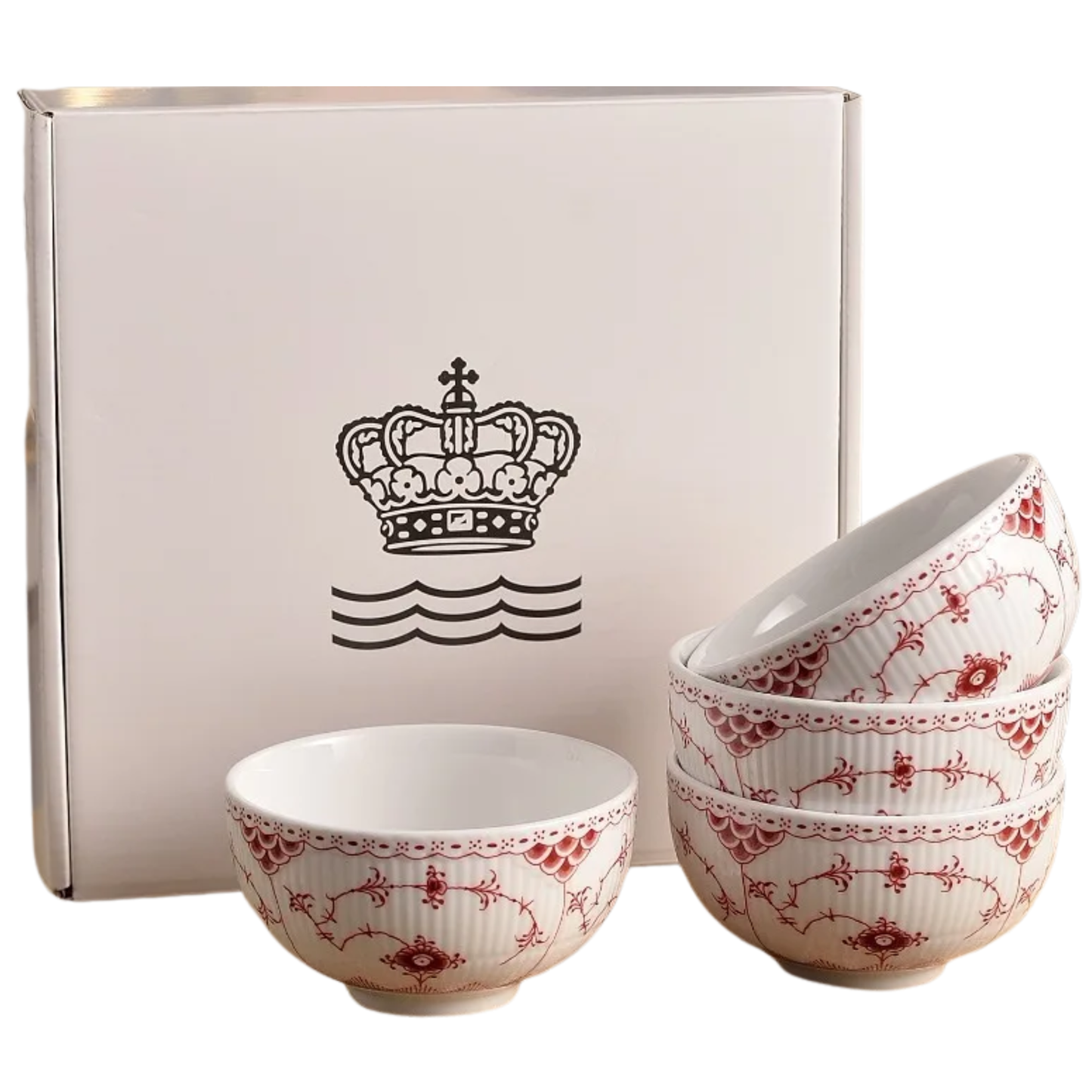4.5in Red Porcelain Tea Cup Set 4pcs