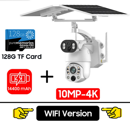 4K Dual-Lens Solar Camera 10MP PTZ Plus 128GB Storage