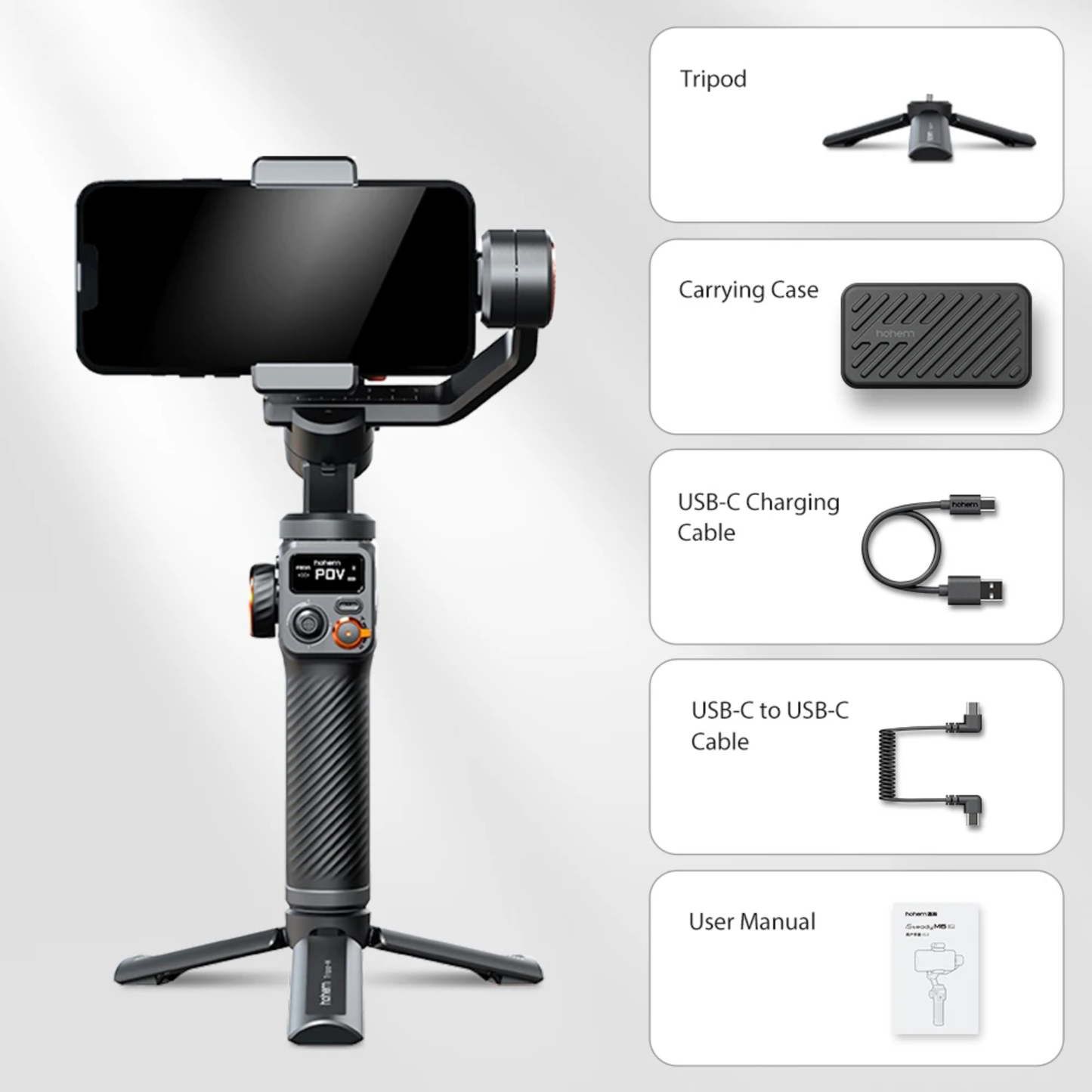 Smartphone Gimbal with Fill Light and Tripod Support