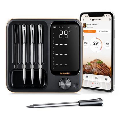 Wireless BBQ Thermometer 4 Probes WiFi Bluetooth IP67
