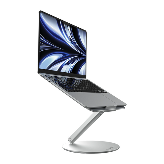 Foldable Laptop Stand with 360 Rotating Base Silver
