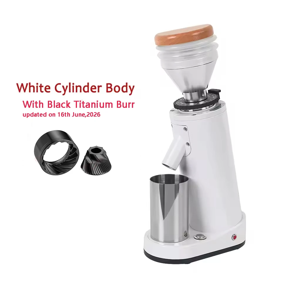 White Electric Coffee Grinder with BT Cylinder Burr 40mm