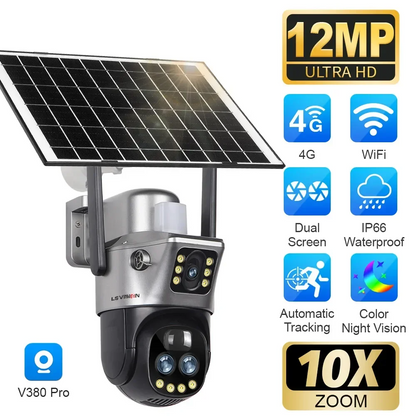 12MP 6K Solar PTZ Security Camera 10X Zoom