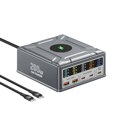 260W GaN USB C Charging Station with Cable Included