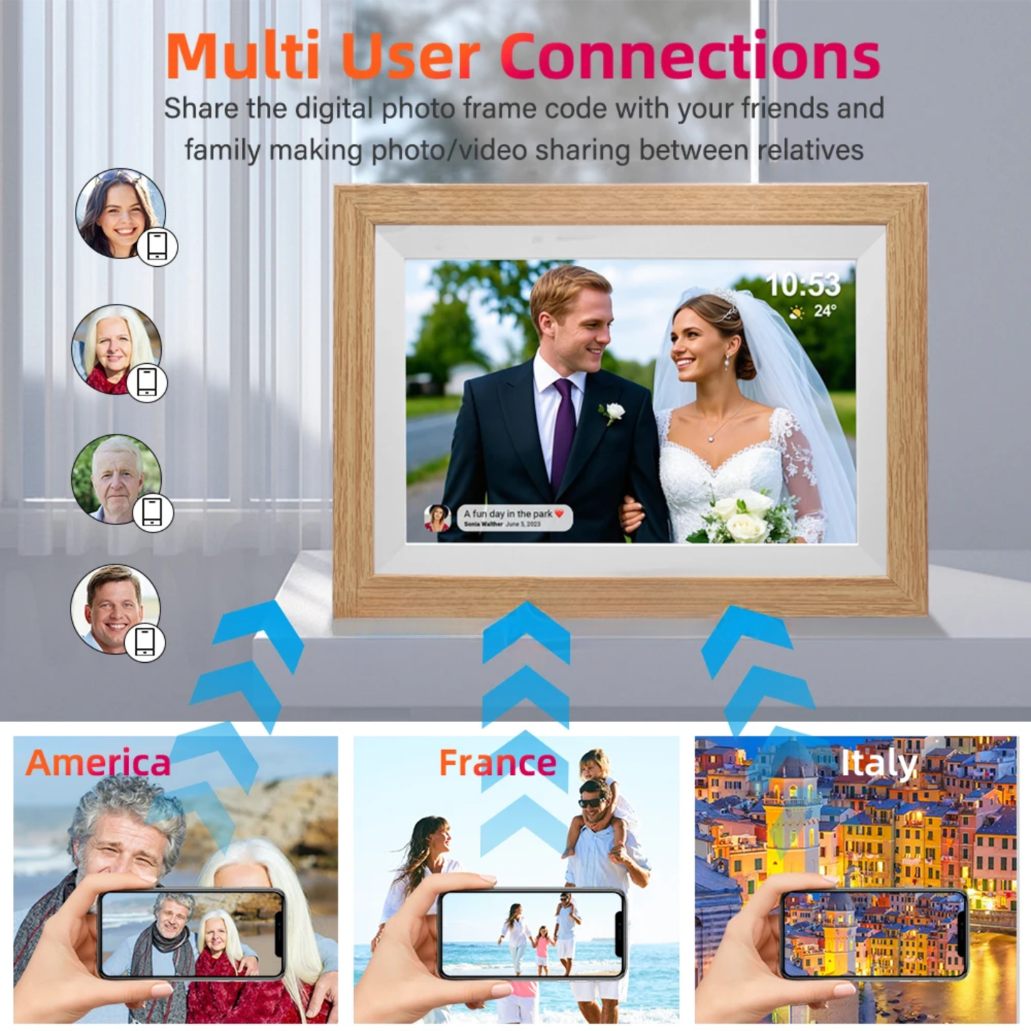 10.1 Inch WiFi Digital Photo Frame 32GB IPS Touch