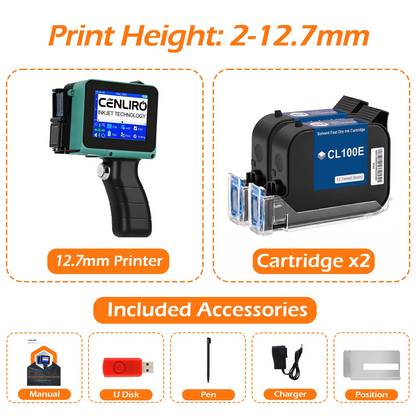 Mini Handheld Inkjet Printer 12.7mm Batch Date QR Barcode