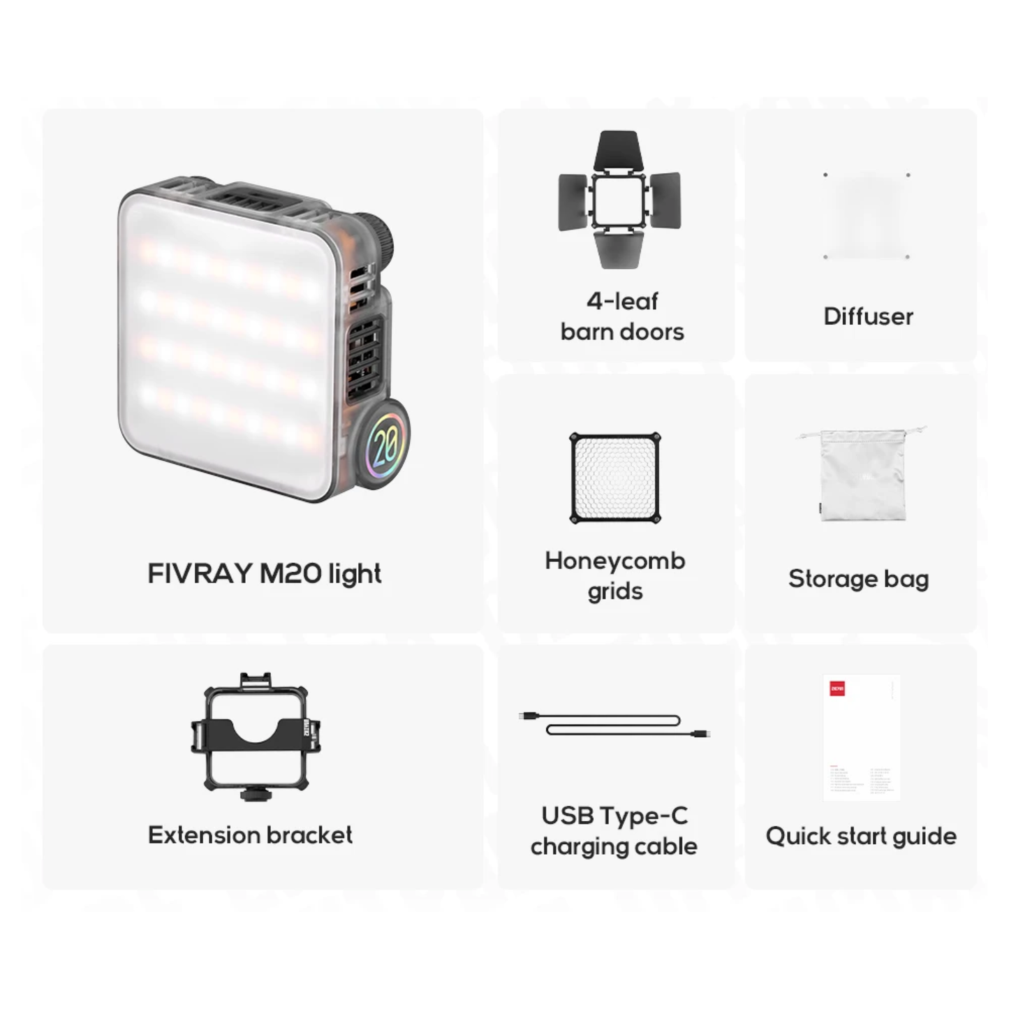 Portable M20 20W LED Fill Light Combo Kit
