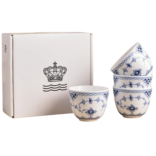 Blue Porcelain Tea Cup and Saucer Set 4pcs