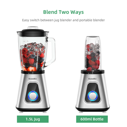 1300W Smoothie Blender 1.5L Glass Jar Frozen Fruit