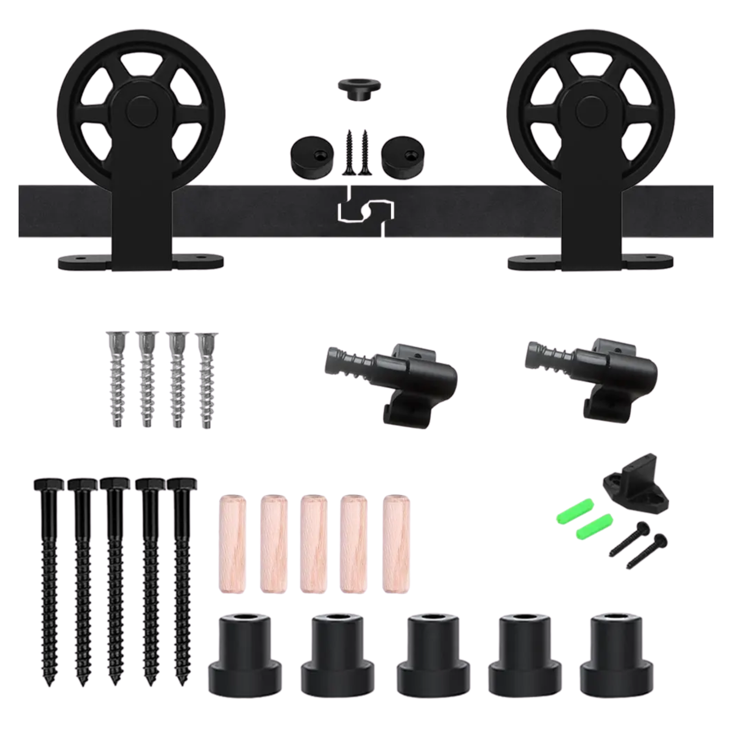 8FT Heavy Duty Barn Door Hardware Kit Black