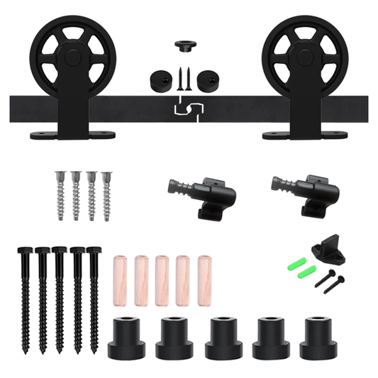 8FT Heavy Duty Barn Door Hardware Kit Black