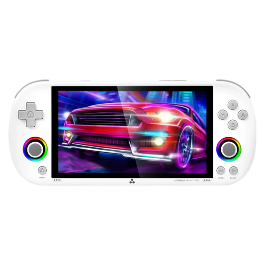 White Portable Retro Gaming Console with RGB Lighting