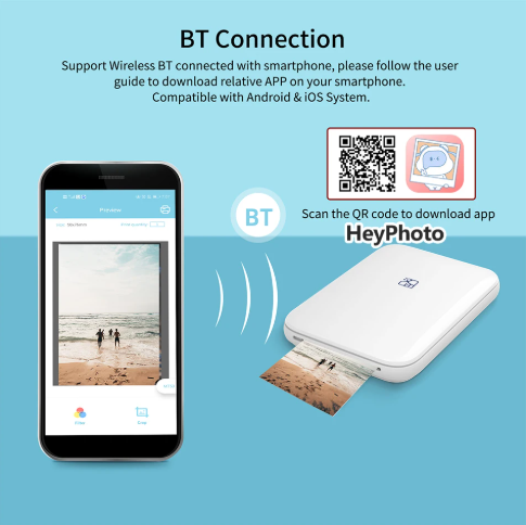 Portable Mini Wireless Pocket Photo Printer 2x3 Inch