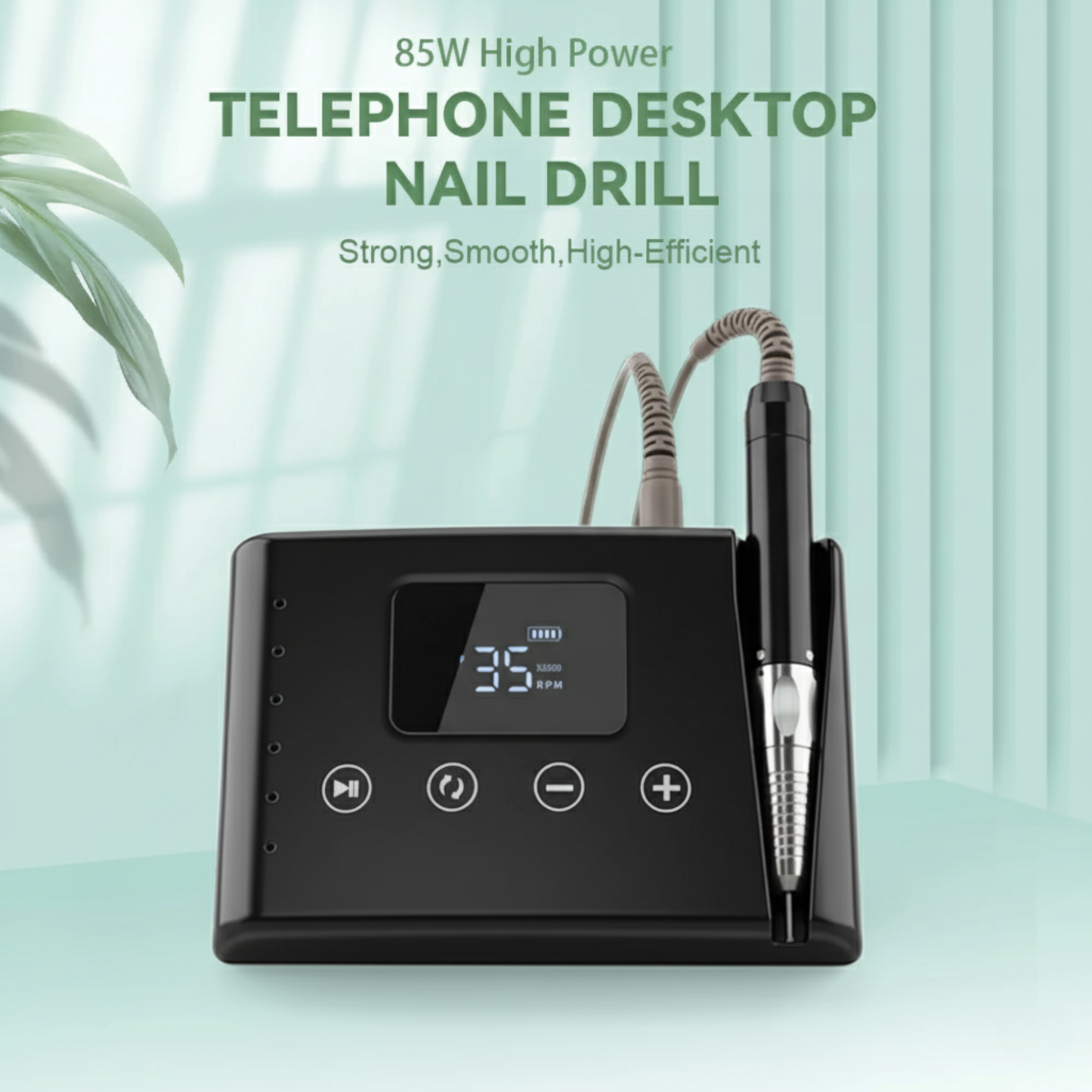 Powerful Electric Nail Drill 85W with Bits Black