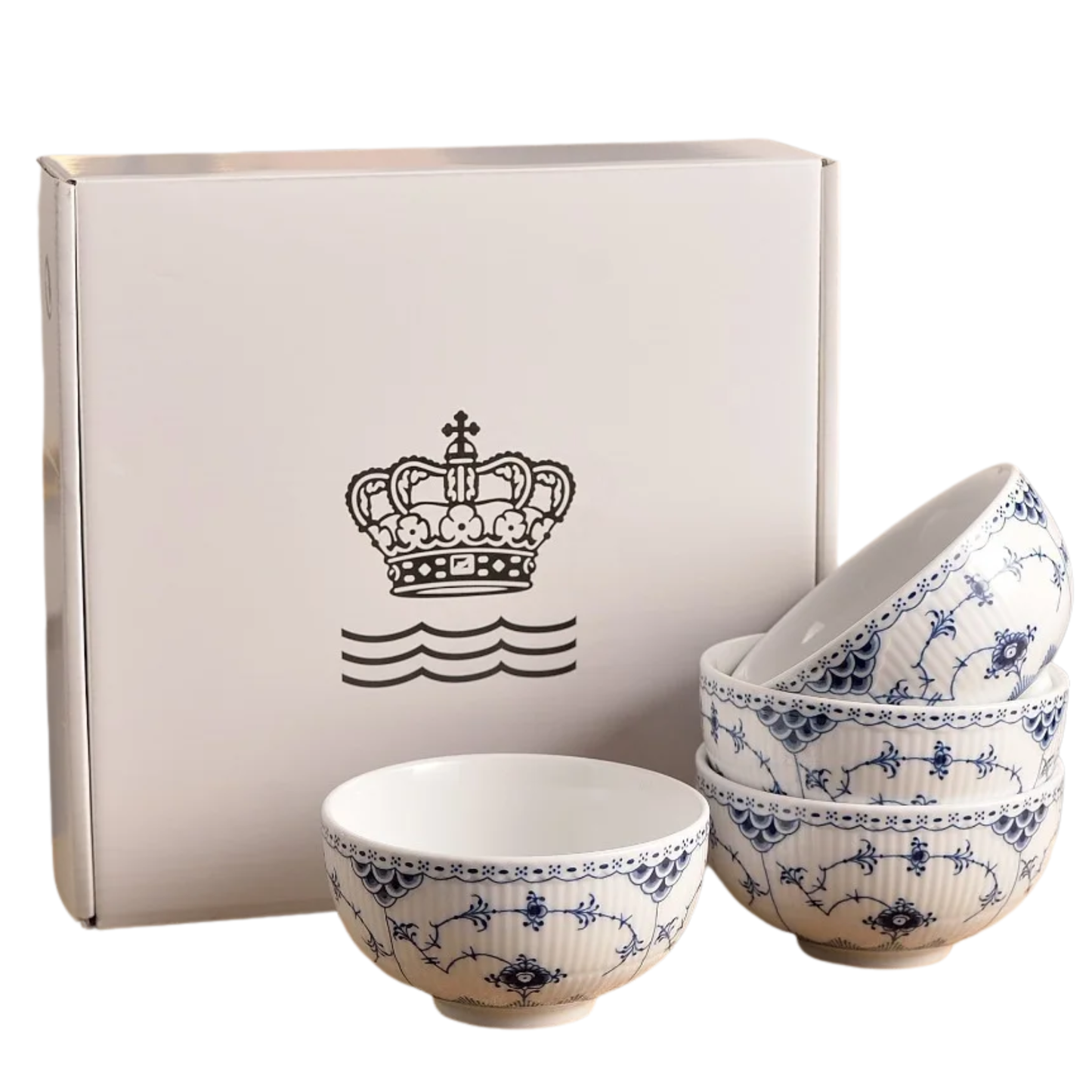 4.5in Blue Porcelain Tea Cup Set 4pcs