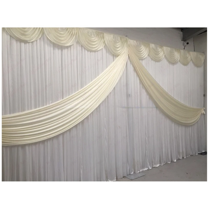 White Ivory Draped Backdrop Curtain 10x20ft Event