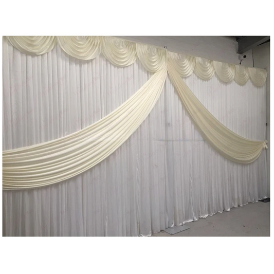 White Ivory Draped Backdrop Curtain 10x20ft Event