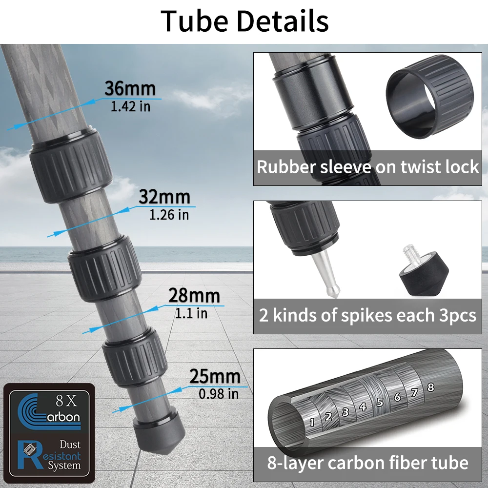 Professional Carbon Fiber Tripod for DSLR Video Cameras