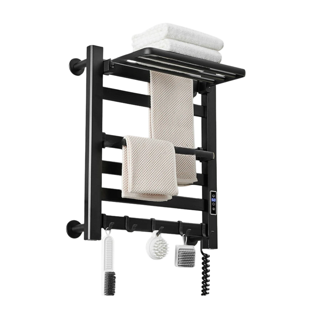 58cm Black Smart Electric Towel Rail for Bathroom