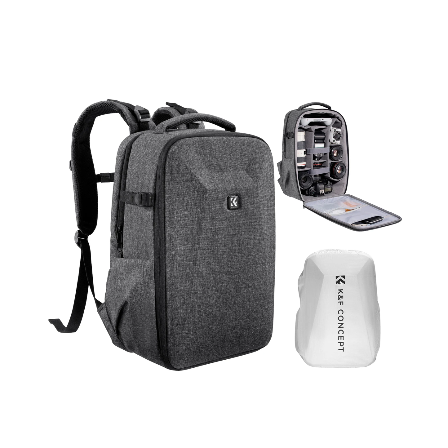 Waterproof 22L Camera Backpack Gray – Large Travel Photography Bag