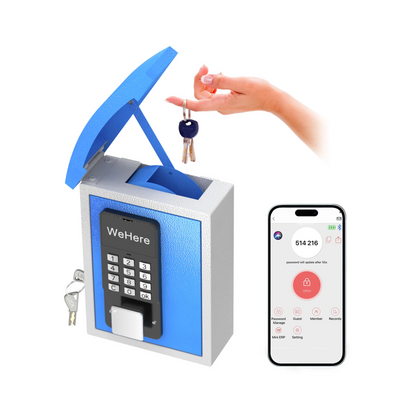 Secure Key Storage Box with Code App and Bluetooth Blue