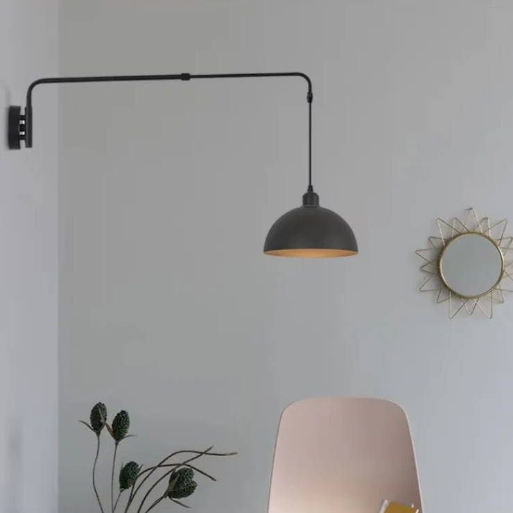 Black Adjustable Wall Lamp LED Swing Arm Light Medium Size