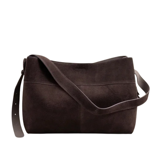 Large Coffee Suede Tote for Commuting Travel