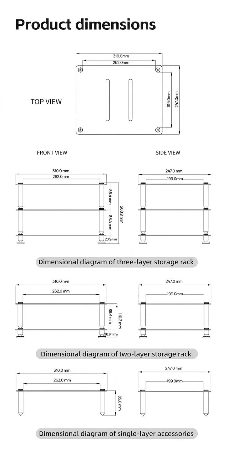Modular Desktop HiFi Equipment Rack CD Decoder Amplifier Stand