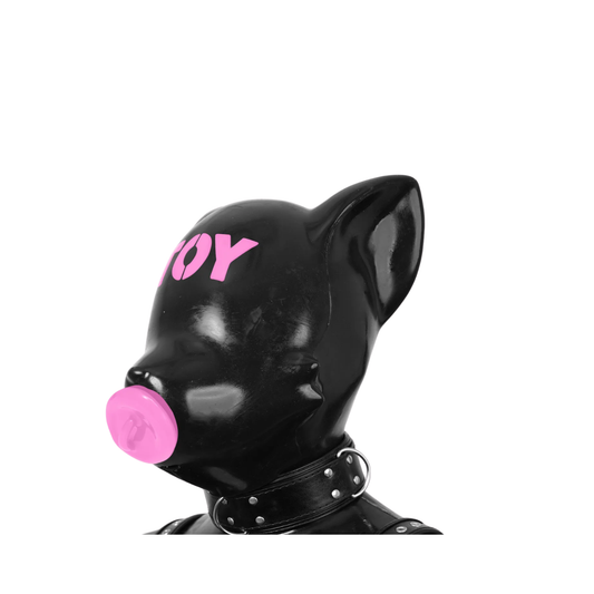 Pink Furry Dog Mask with Lollipop