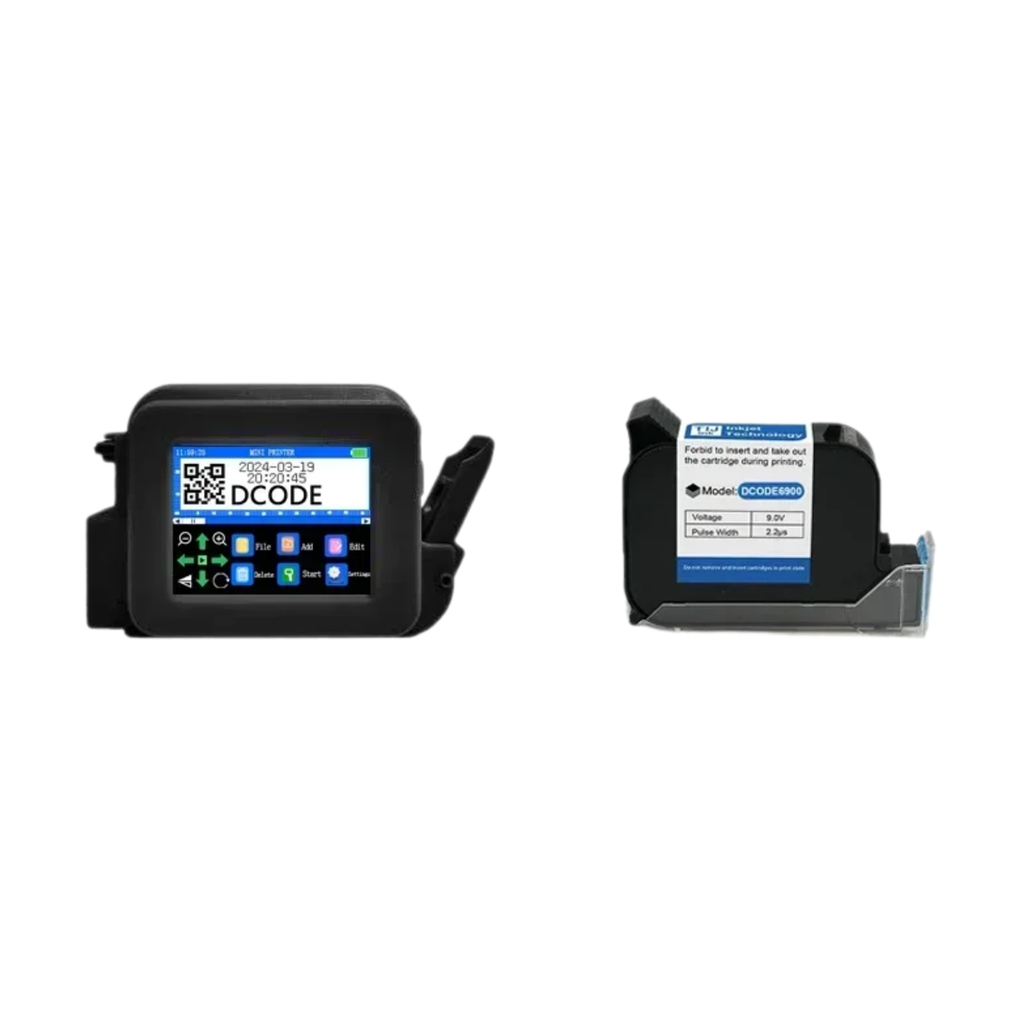 Portable Handheld Inkjet Printer with 1 Ink Cartridge