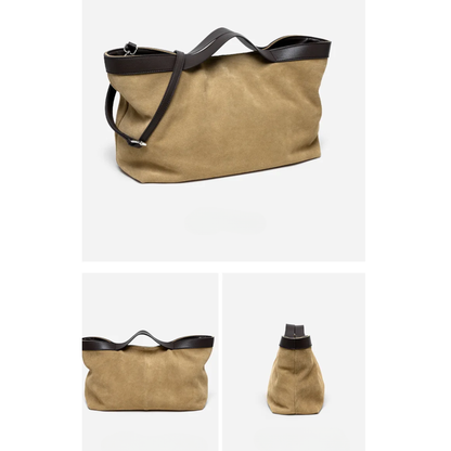 Matte Leather Big Tote Shoulder Bag for Women