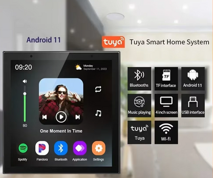 4-Inch Smart Wall Amplifier with WiFi Android 11 & Alexa