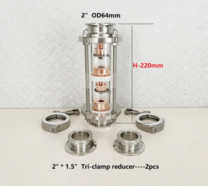 SS304 Homebrew 3-Floor Distillation Column Sight Glass
