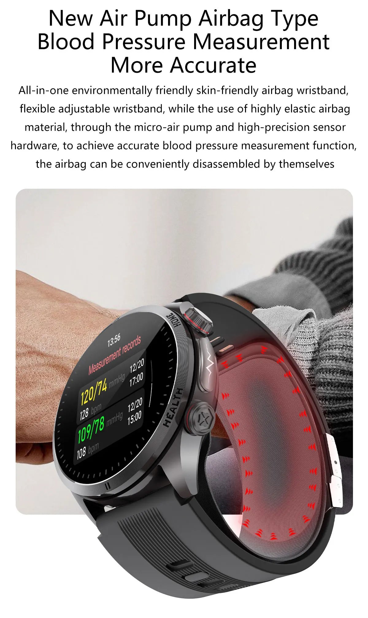 Brown Leather Smartwatch AI Health Monitor