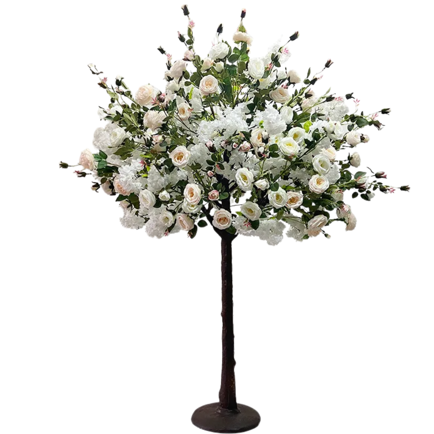 Tea White Champagne Sakura Artificial Flower Tree Decor