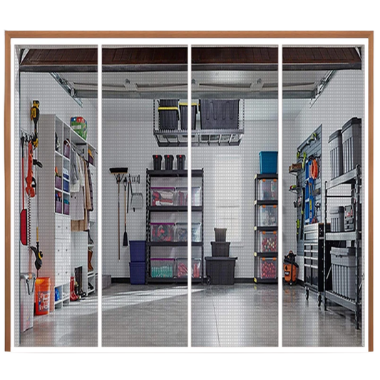 Magnetic Garage Door Insect Screen White Net Curtain