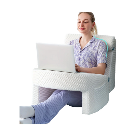 White Gaming Armrest Pillow with Memory Foam and Washable Cover